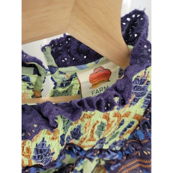 Farm Rio Ocean Tapestry Green Sleeveless Blouse XS - Picture 8 of 12